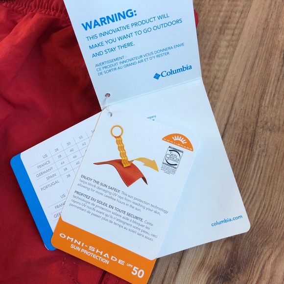 🆕 Columbia Swim Running Shorts Small Red UPF50 Men’s - Picture 5 of 16